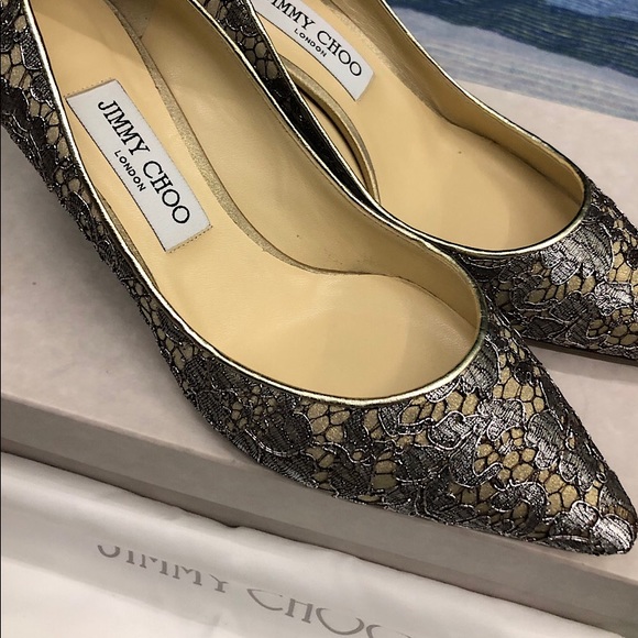 new jimmy choo silver romy 60 lace pumps - Picture 5 of 14